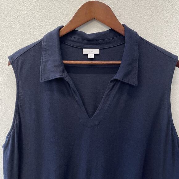 J. Jill Blouse Top Womens Plus Size 3X Navy Blue Knit Beachy Resort Vacation - Picture 3 of 8